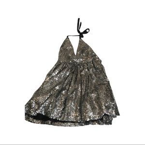 Halter top dress or TOP - sequins-black silk material inside